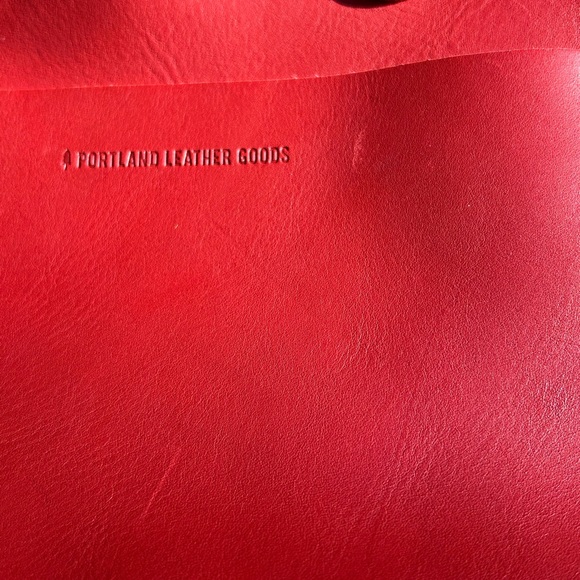 Portland Leather Goods Red Mini Crossbody Tote Smooth Leather Snap Closure - Picture 8 of 11